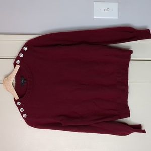 J.Crew Burgundy Embellished Sweater, Size M